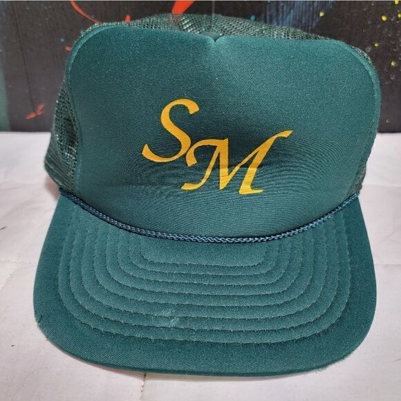 Vintage Green and‎ Gold SM Hat Snap Back #H27 - Picture 1 of 3